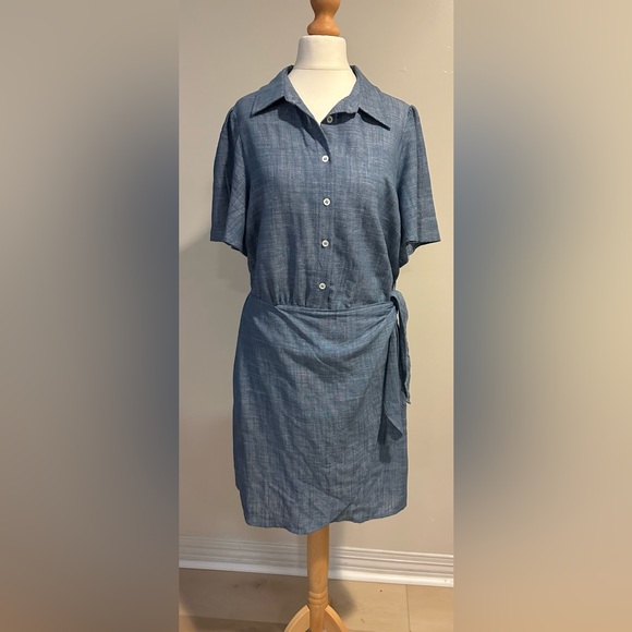 Frnch Kathleen chambray dress side waist tie size medium - Picture 6 of 12